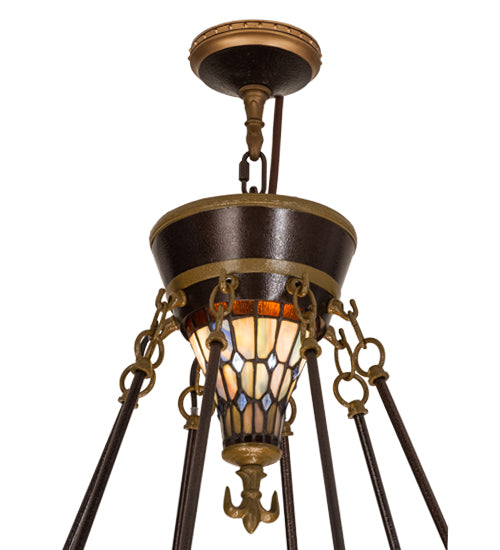 45"W Fleur-De-Lis Two Tier Inverted Pendant