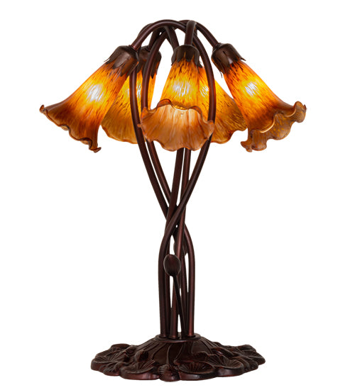 17" High Amber Tiffany Pond Lily 5 Lt Accent Lamp