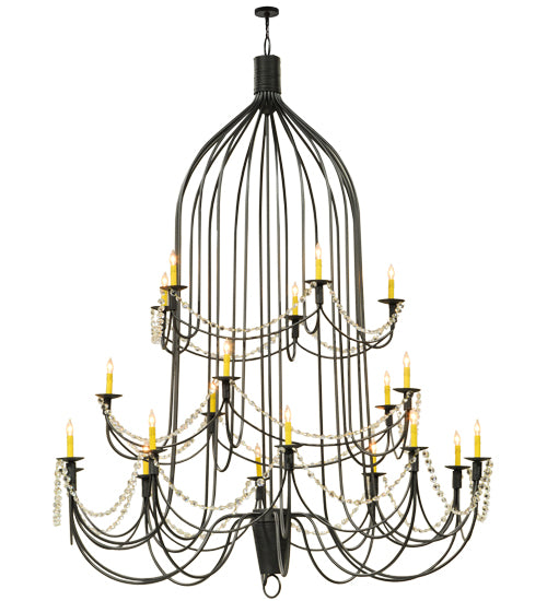 72" Wide Bell 20 Light Three Tier Chandelier