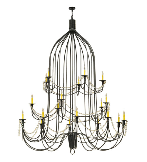 72" Wide Bell 20 Light Three Tier Chandelier