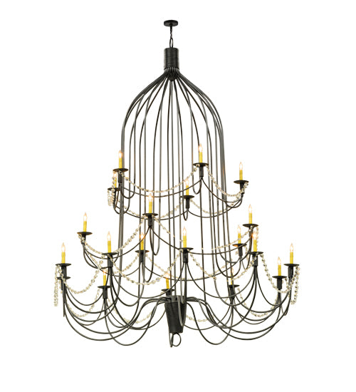 72" Wide Bell 20 Light Three Tier Chandelier