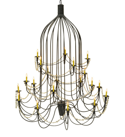 72" Wide Bell 20 Light Three Tier Chandelier