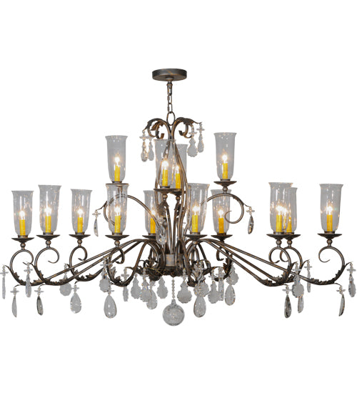 62" Long Windsor 14 Light Oblong Chandelier