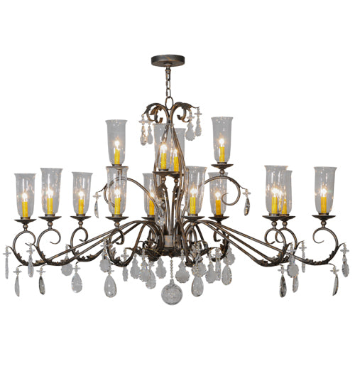 62" Long Windsor 14 Light Oblong Chandelier