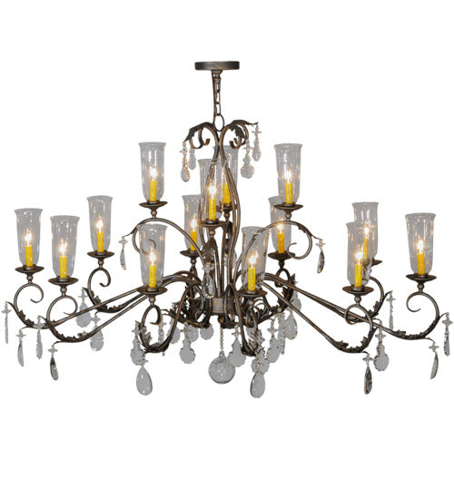 62" Long Windsor 14 Light Oblong Chandelier