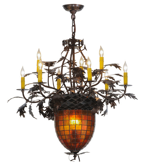 34" Wide Greenbriar Oak 9 Light Chandelier