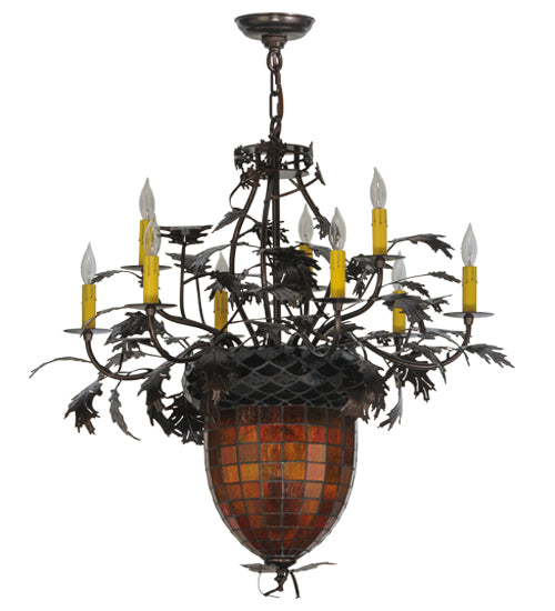 34" Wide Greenbriar Oak 9 Light Chandelier