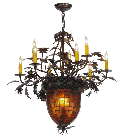 34" Wide Greenbriar Oak 9 Light Chandelier