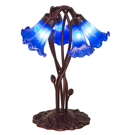 17" High Blue Pond Lily 5 Lt Accent Lamp