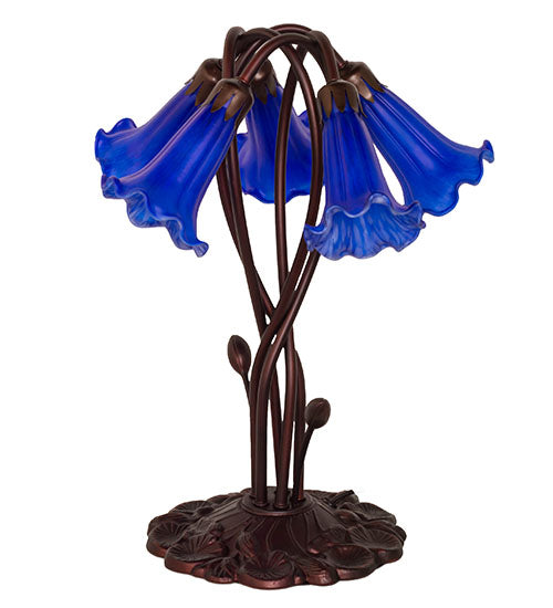 17" High Blue Pond Lily 5 Lt Accent Lamp