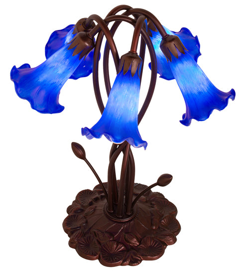 17" High Blue Pond Lily 5 Lt Accent Lamp