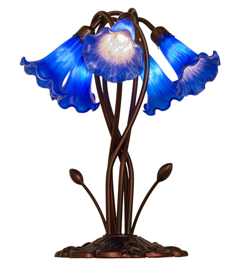 17" High Blue Pond Lily 5 Lt Accent Lamp