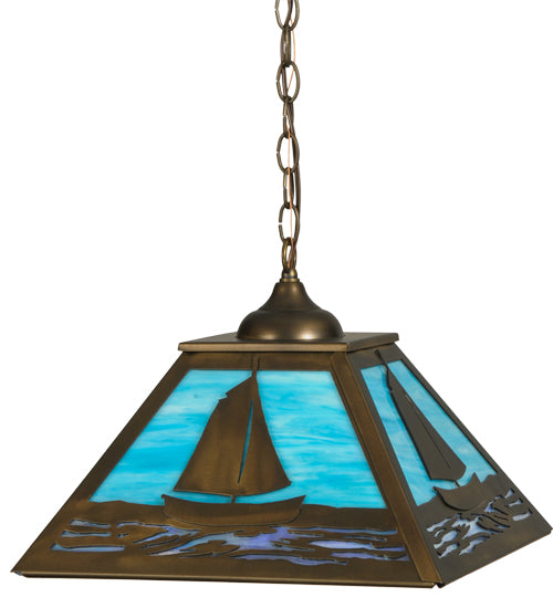 16" Square Sailboat Pendant