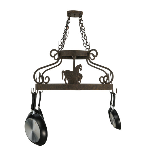 46" Long Barn Animals 3 Light Pot Rack