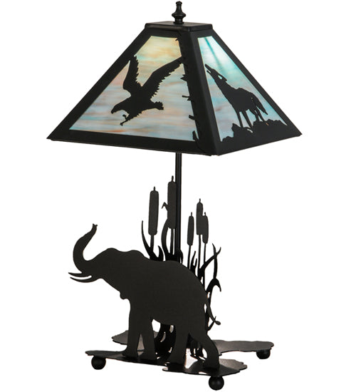 22"H Wildlife On The Loose W/Lighted Base Table Lamp