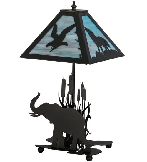 22"H Wildlife On The Loose W/Lighted Base Table Lamp