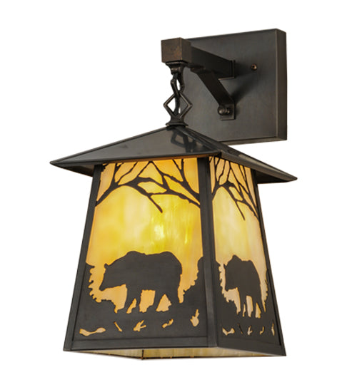 8"W Stillwater Bear At Dawn Hanging Wall Sconce