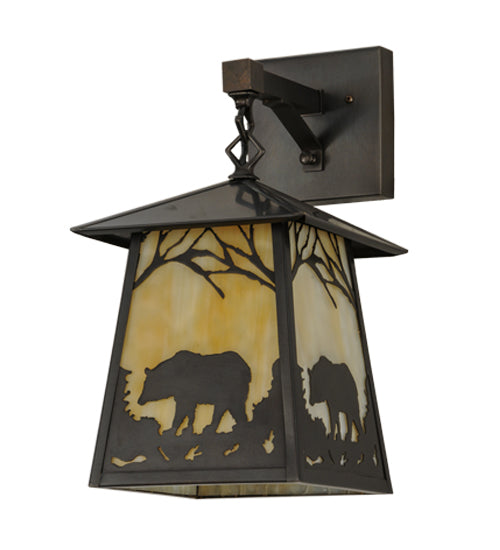 8"W Stillwater Bear At Dawn Hanging Wall Sconce