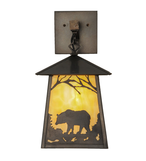 8"W Stillwater Bear At Dawn Hanging Wall Sconce