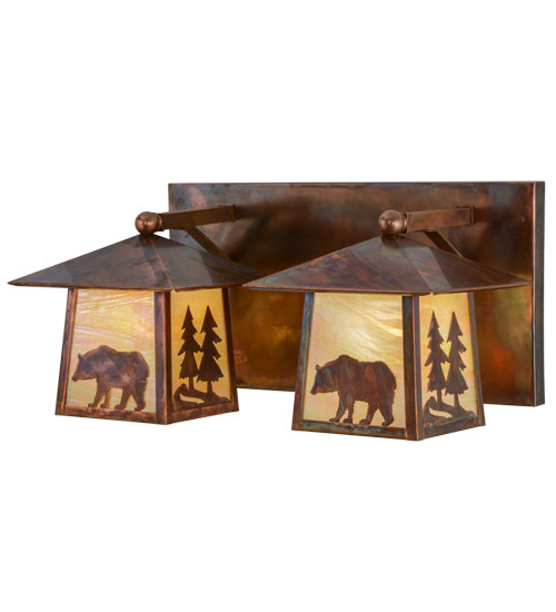 22"W Pine Tree And Bear 2 Lt Vanity Light