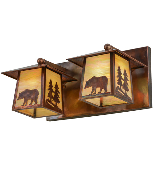 22"W Pine Tree And Bear 2 Lt Vanity Light