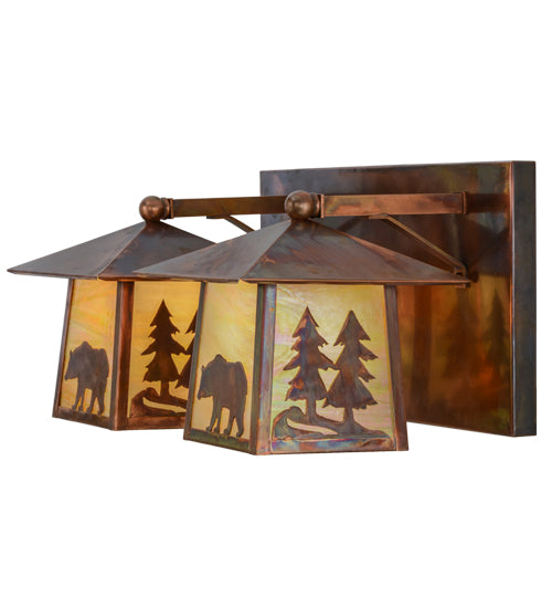 22"W Pine Tree And Bear 2 Lt Vanity Light