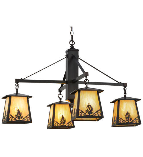 38"W Mountain Pine 4 Lt Chandelier