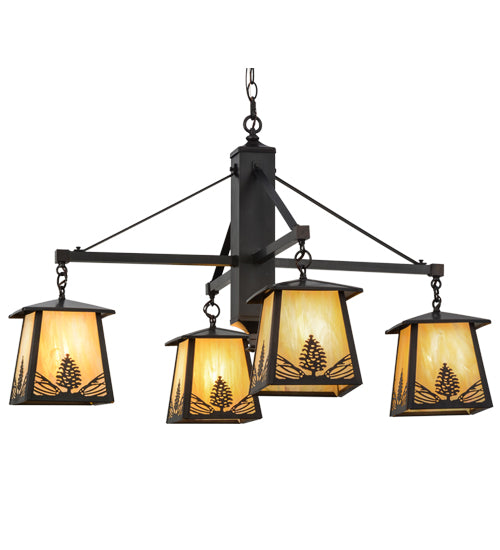 38"W Mountain Pine 4 Lt Chandelier