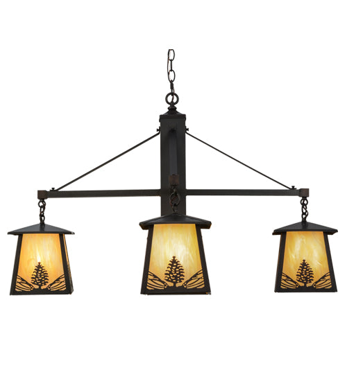 38"W Mountain Pine 4 Lt Chandelier