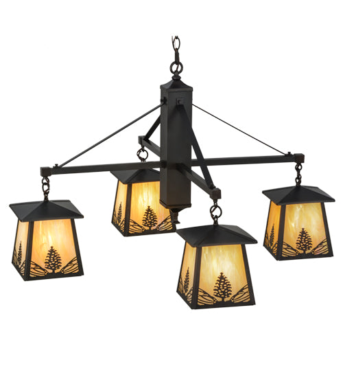 38"W Mountain Pine 4 Lt Chandelier