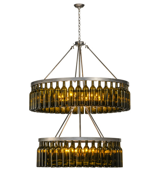 46"W Tuscan Vineyard Estate 80 Wine Bottle Two Tier Chandelier