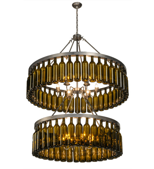 46"W Tuscan Vineyard Estate 80 Wine Bottle Two Tier Chandelier