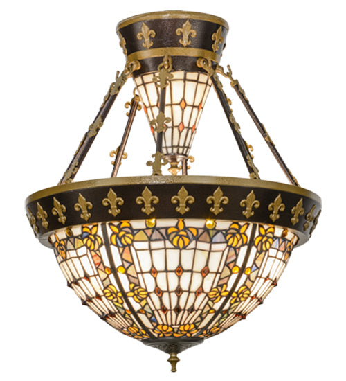 19"W Fleur-De-Lis Semi-Flushmount