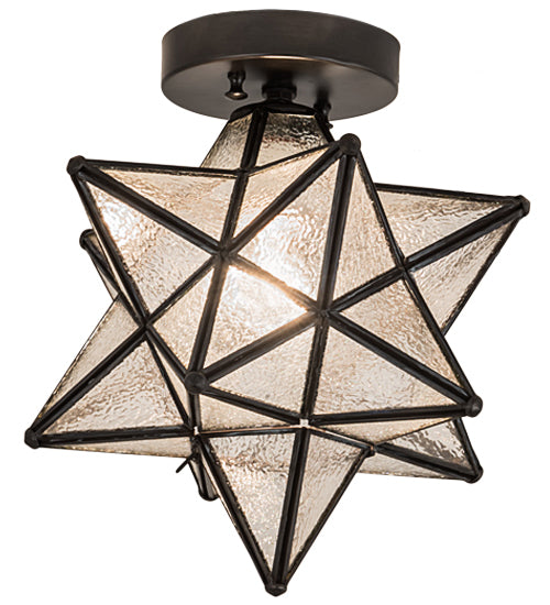 12"W Moravian Star Clear Seedy Flushmount