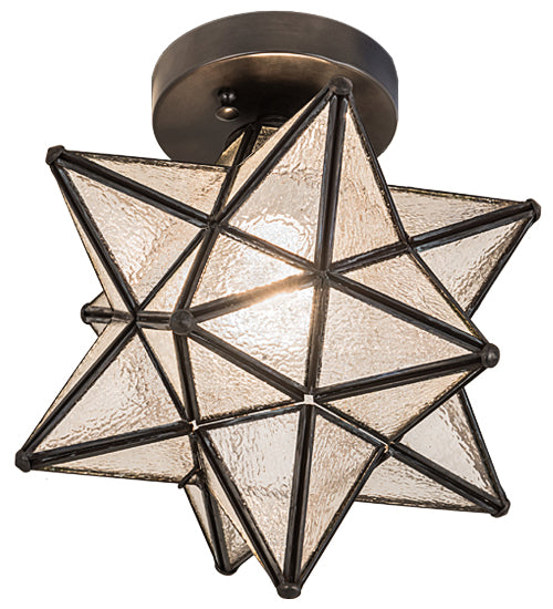 12"W Moravian Star Clear Seedy Flushmount