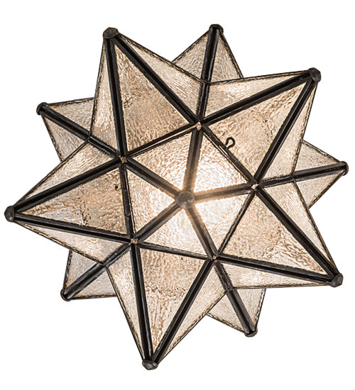 12"W Moravian Star Clear Seedy Flushmount