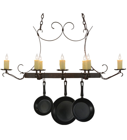 51" Long Handforged Oval 8 Light Pot Rack