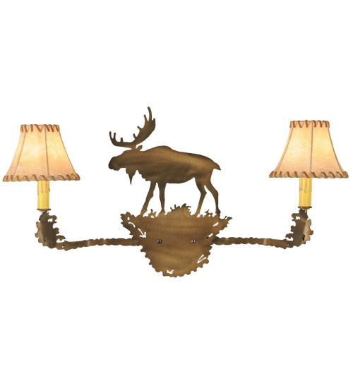 27" Wide Lone Moose 2 Light Wall Sconce