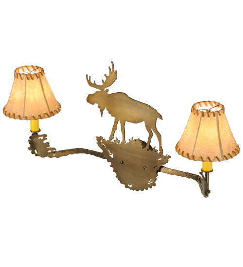 27" Wide Lone Moose 2 Light Wall Sconce