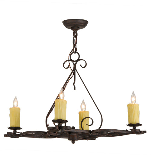 28" Long Elianna 4 Lt Oblong Chandelier