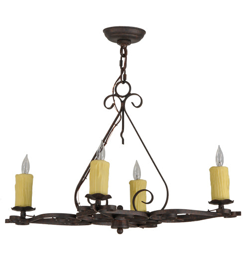 28" Long Elianna 4 Lt Oblong Chandelier