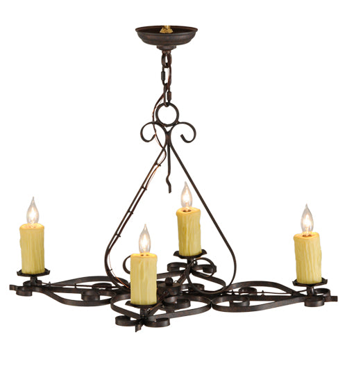 28" Long Elianna 4 Lt Oblong Chandelier