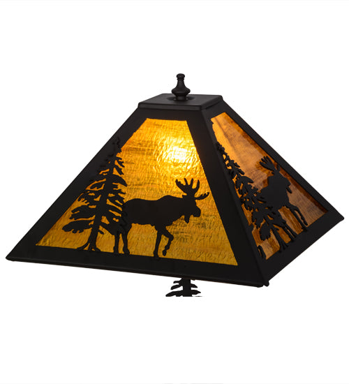 21" High Lone Moose W/Lighted Base Table Lamp