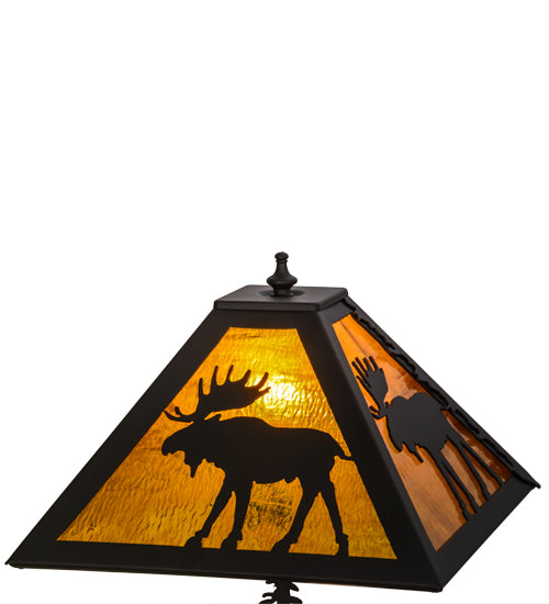 21"H Moose Through The Trees W/Lighted Base Table Lamp