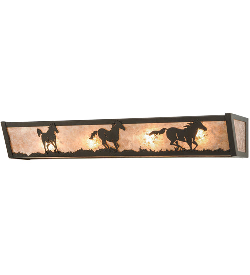 30" Wide Running Horses Vanity Light