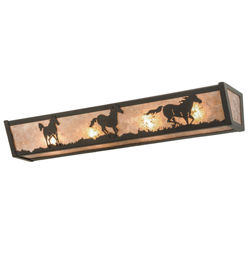 30" Wide Running Horses Vanity Light