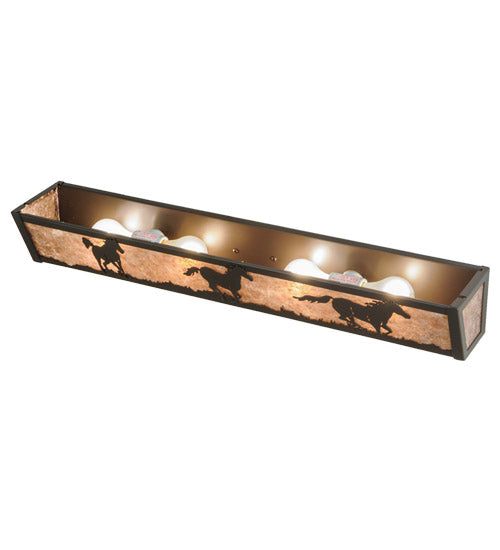 30" Wide Running Horses Vanity Light