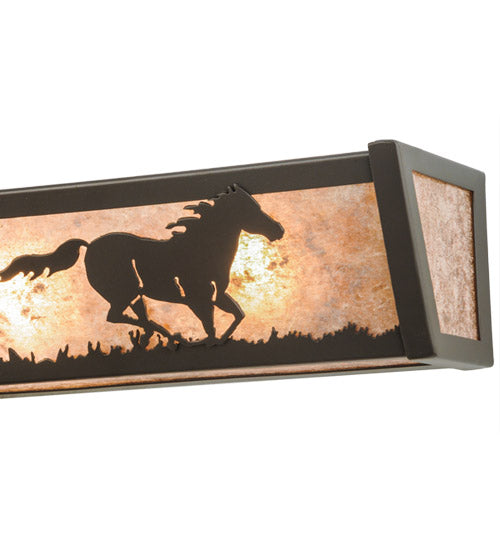 30" Wide Running Horses Vanity Light