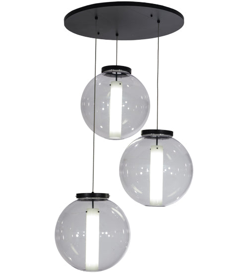 34"W Bola Cilindro 3 Lt Cascading Pendant