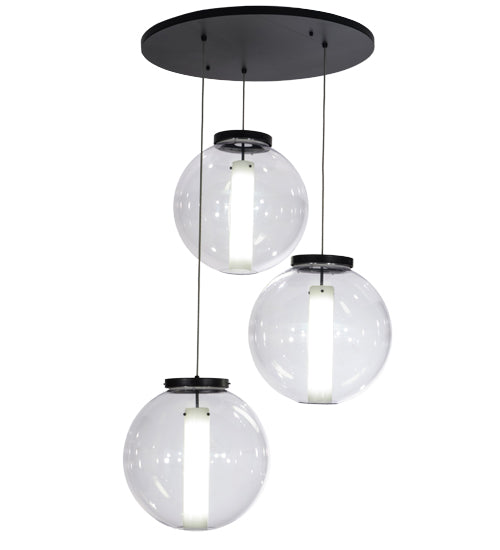 34"W Bola Cilindro 3 Lt Cascading Pendant